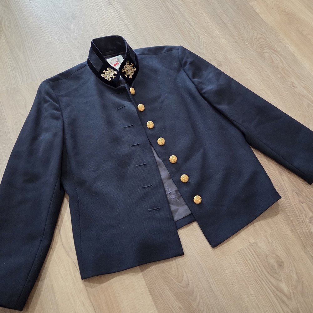 Vtg Mondi Military Inspired Blazer Tailored Jacket 38 Germany Eagle Velvet Punk - Picture 2 of 8